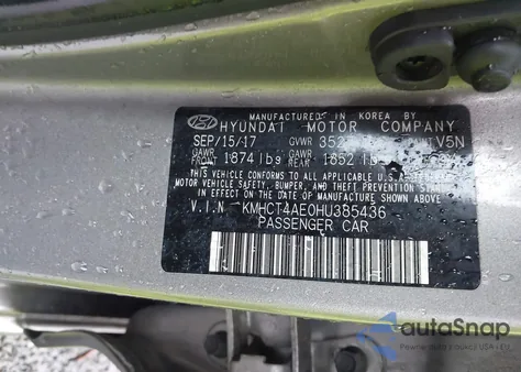 2017 Hyundai Accent Value Edition z USA, uszkodzony, nr VIN KMHCT4AE0HU385436